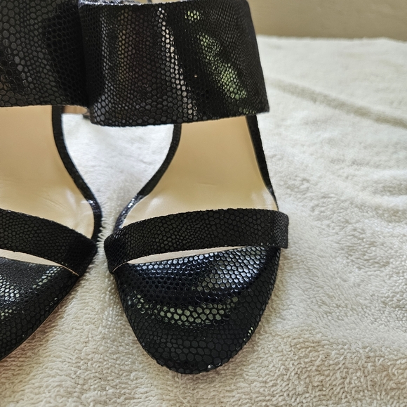 I-N-C International Concepts High Heel Stilletto Sandal Gloss Black / Tan - Picture 11 of 11